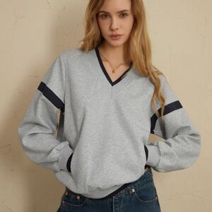 Commense Contrast Trim Oversized Sweatshirt